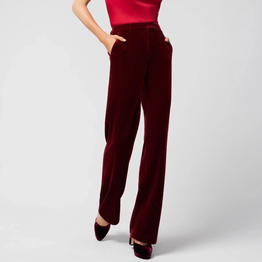 Velvet wide leg trouser pants - Picture 3 of 4